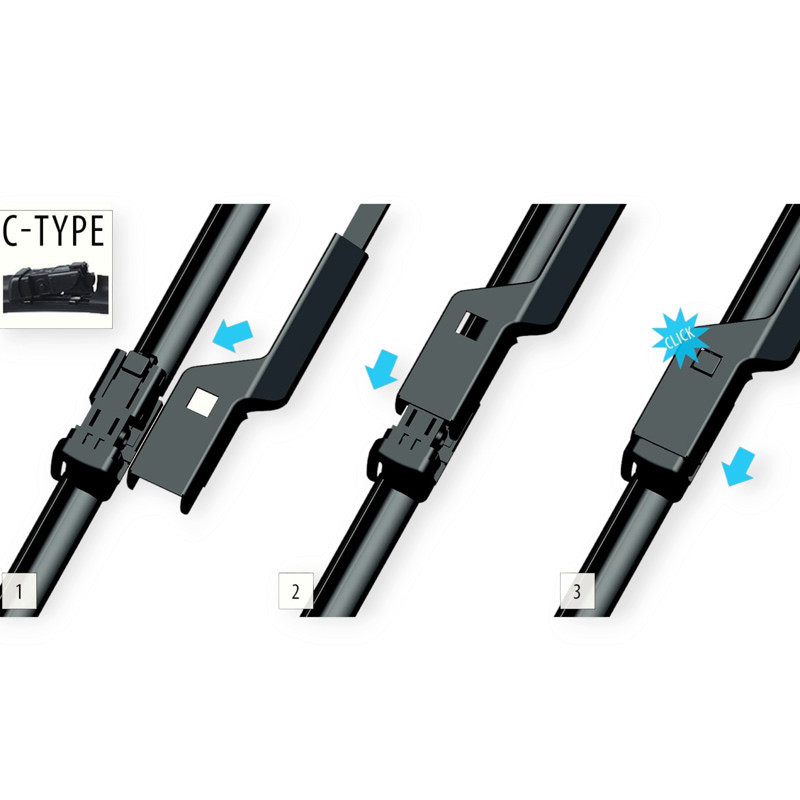 Щітки двірника oximo модельні безкаркасні (к-т 2шт) c-type 700 + 500 мм Мукачево - фото 3