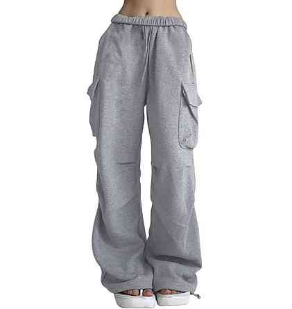 Жіночі повсякденні оверсайз штани-карго двонитка Сірий Одеса