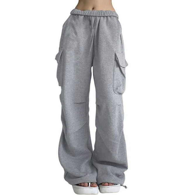 Жіночі повсякденні оверсайз штани-карго двонитка Сірий Одеса - фото 4
