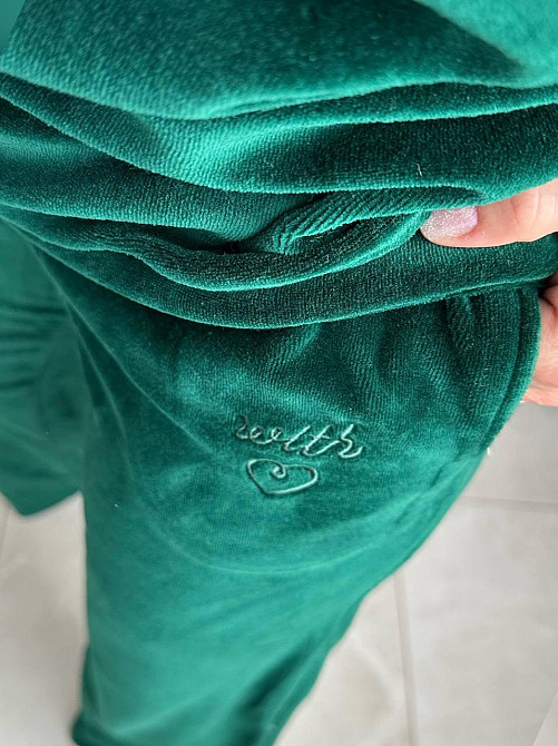 Жіночий стильний універсальний костюм-двійка  бавовняний велюр Смарагдовий, 46 Одеса - фото 5