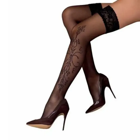 Чорні панчохи з ефектом тату Passion ST111 3/4 (20 den), nero Львів