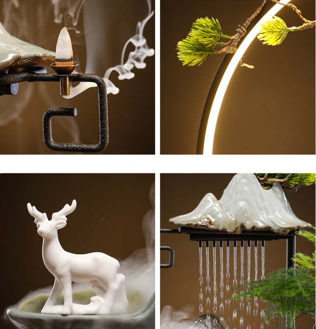 Декоративный водопад 43х40 см, фонтан, увлажнитель воздуха, светильник 5в1!! ТУЧКА с оленем Кременчуг - изображение 2