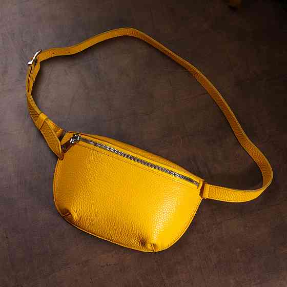 Кожаная яркая женская бананка Shvigel 16377 Желтый Киев