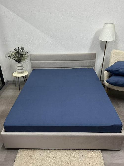 Ecotton Простирадло на резинці Ecotton 90х200 см фланель з бавовни Blue синій Коломия - фото 3