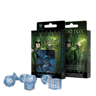 Набор кубиков для настольных игр Q-Workshop Elvish Translucent blue Dice Set (7 шт) (SELV11) Винница - изображение 2