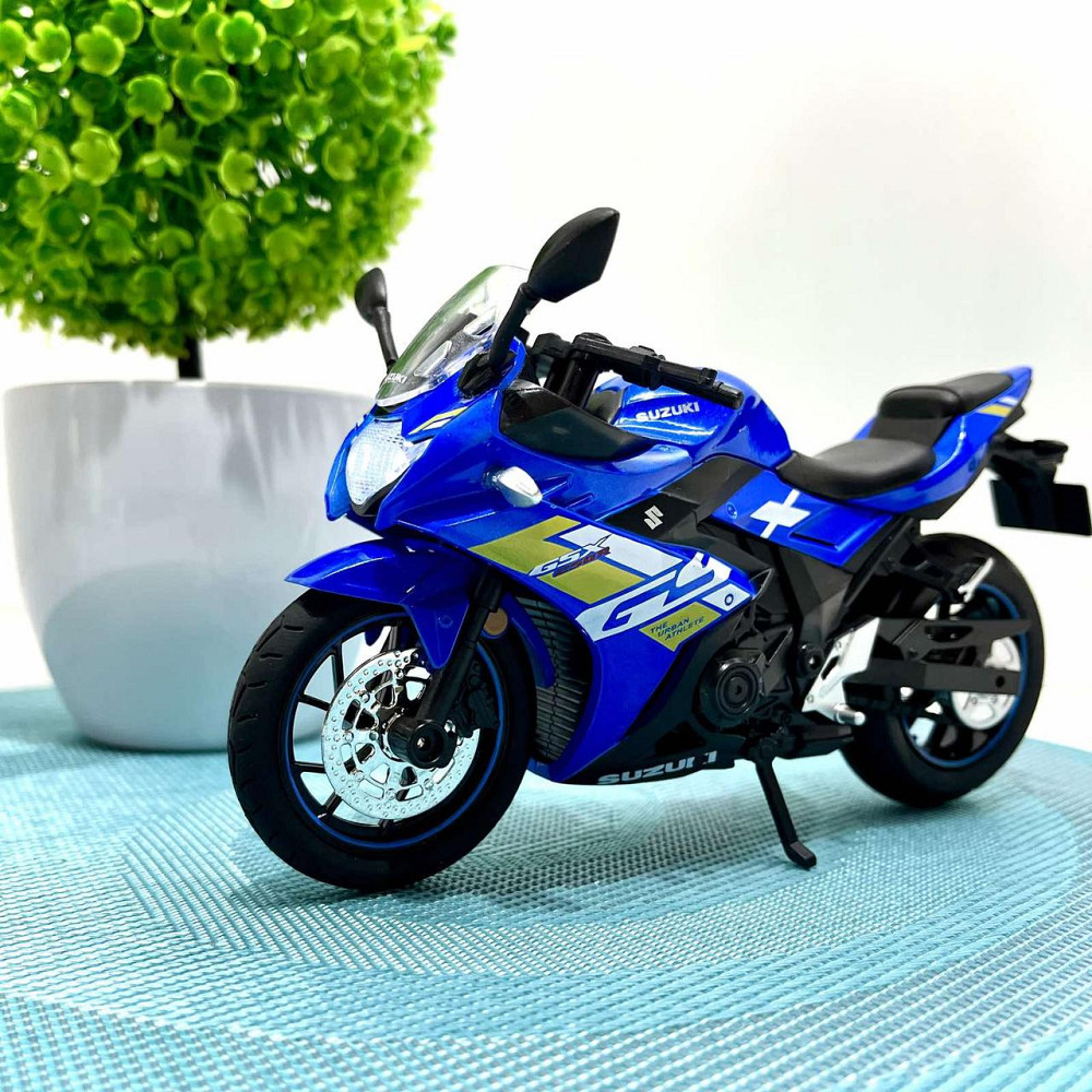 Мотоцикл металопластиковий звуки підсвічування гумові шини рухомі елементи 1:12 Синій (BG 69-325) Чернігів - фото 10