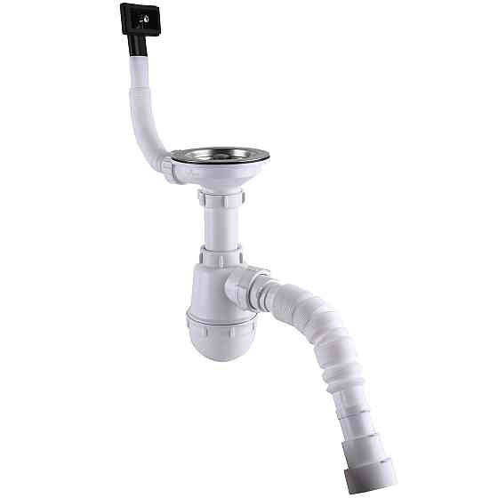 Сифон Waterstal А - 4007 під сталеву кухону мийку 11/2 40 з переливом, з гнучкою трубою (000026528) Київ