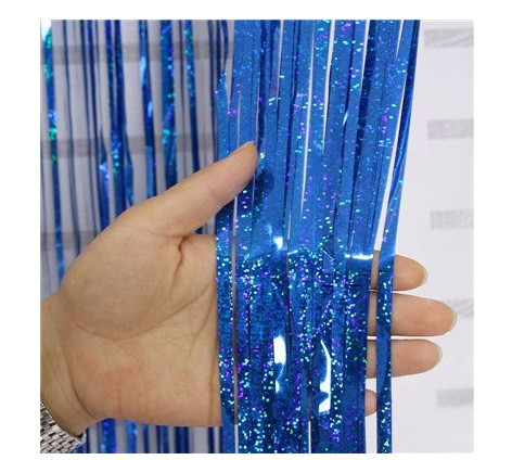Фотозона штора дощик новорічний з голограмою 2 м на 1 м синій Київ - фото 2