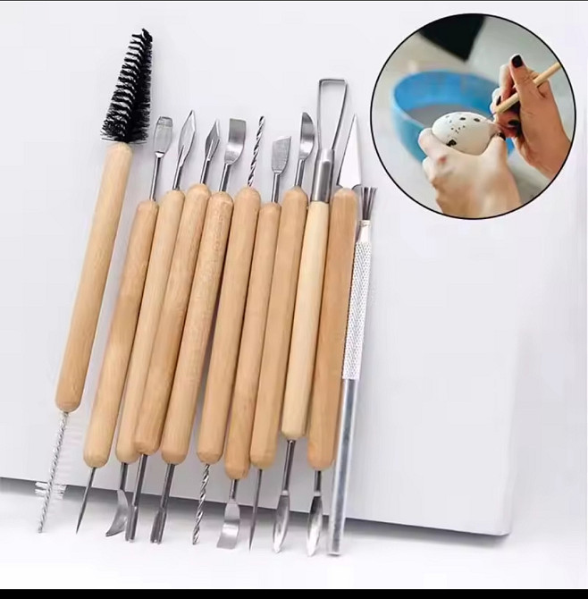 Набір з 11 стеків для роботи з пластиліном, пластикою, глиною, полімерною глиною Київ - фото 2