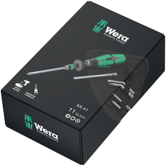 Викрутка Wera Kraftform Kompakt набір 11шт, бітотримач 1/4", 10 подовжених біт 89мм PH/PZ/Torx 05059299001 Одеса