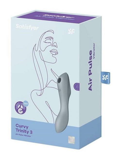 Вакуумный стимулятор клитора для женщин с вибрацией Satisfyer Curvy Trinity 3 серый Sex Aura Киев - изображение 1
