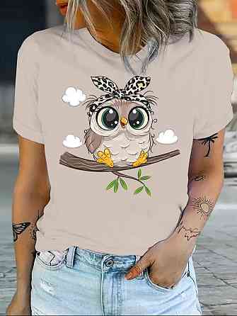 Футболка женская турецкий трикотаж 3D накат Бежевый Сова Харьков