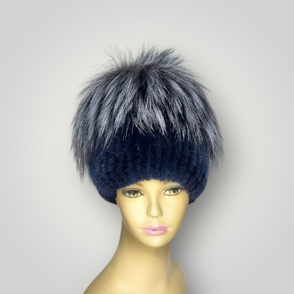 Шапка жіноча хутряна едельвейс Стелла Синій Харків - фото 1