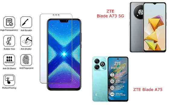 Захисне скло NeoGlass для ZTE Blade A73 5G, Blade A75 – надпрозоре та стійке Київ