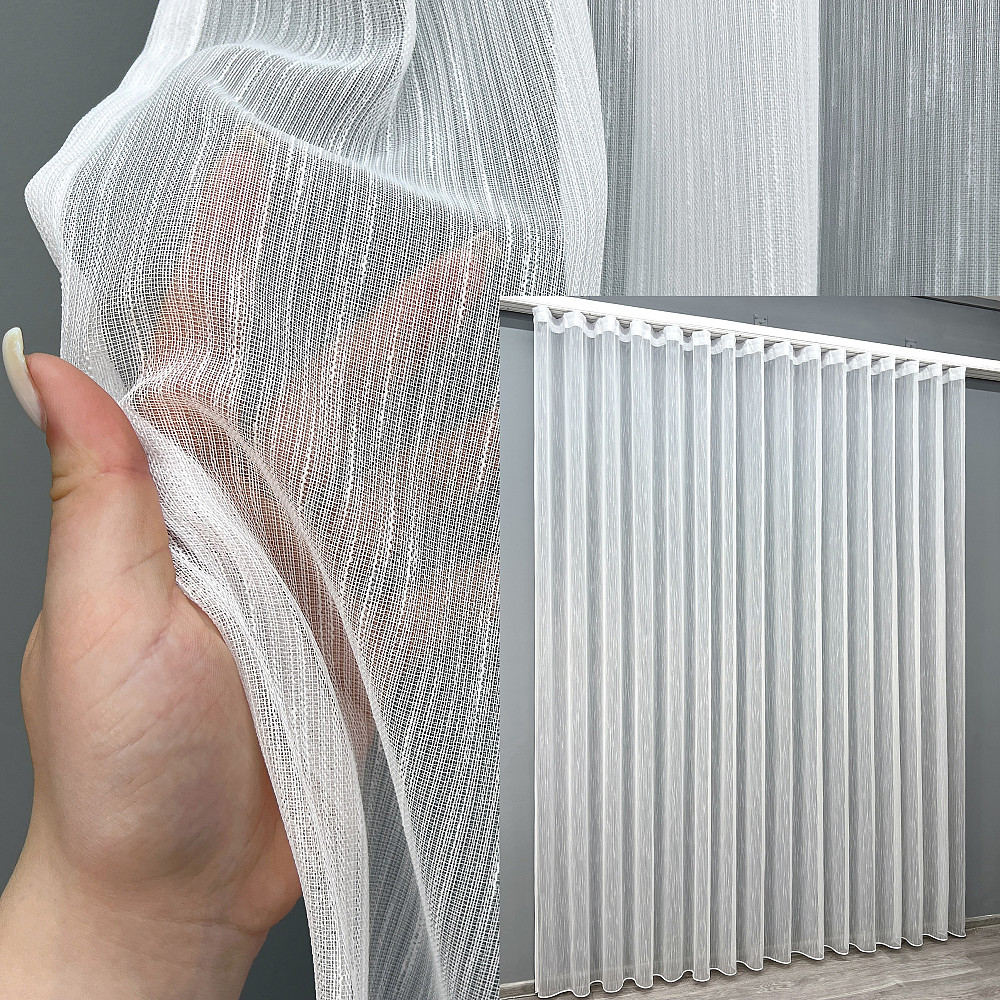 Тюль VR-Textil 2070т Льон Дощик білий 400х270 см (42-1281) Київ - фото 1