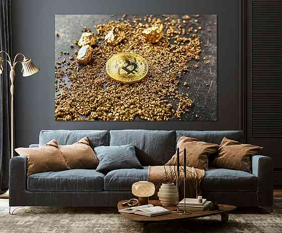 Модульна картина у вітальню / спальню  Біткоін      MLP_346 ( 60х30см ) 40x80 см Київ
