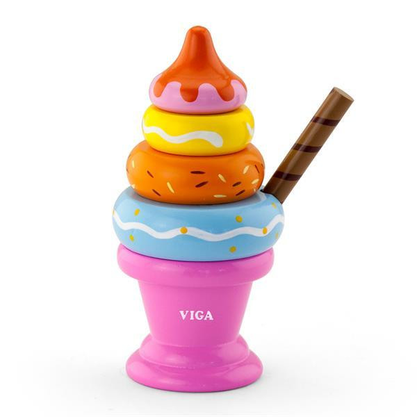 Дерев'яна пірамідка Viga Toys Морозиво рожевий (51321) Харків - фото 9