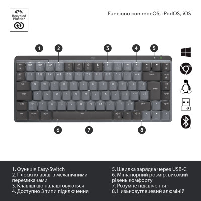 Клавиатура Logitech MX Mechanical Mini Minimalist UA Graphite (920-010780) Винница - изображение 2