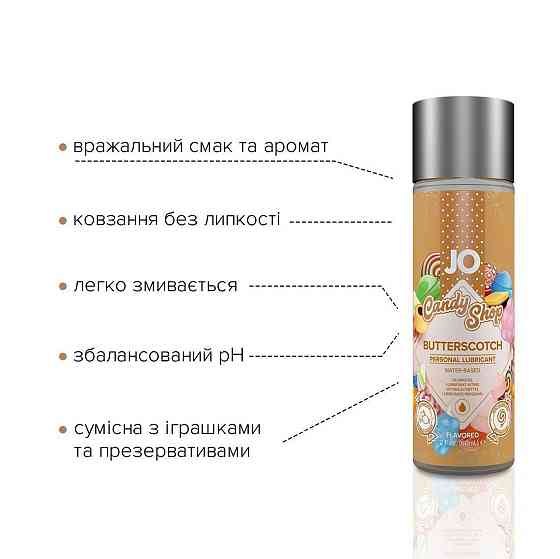 Лубрикант на водной основе JO H2O — Candy Shop — Butterscotch (60 мл) без сахара и парабенов Sex Aura Киев