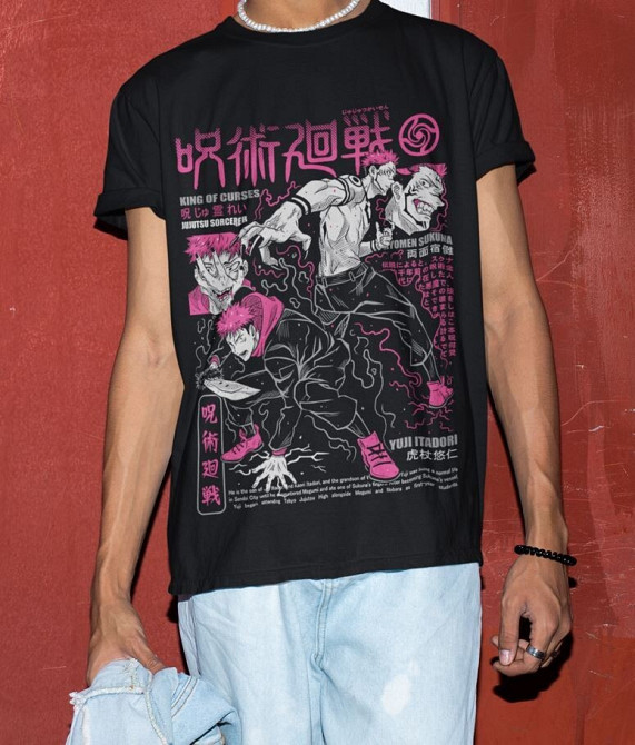 Футболка мужская аниме Магическая битва оверсайз (S/M/L) Черний AnimeJ1004 Днепр - изображение 6