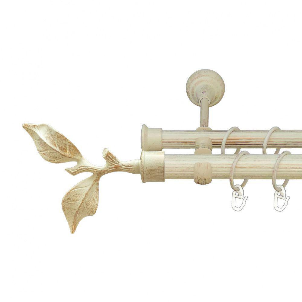 Карниз Orvit Листок Троянди металевий дворядний відкритий рифлена труба кільце металеве Біле Золото 25\19 мм 300 см (00-00010513) Львів - фото 1