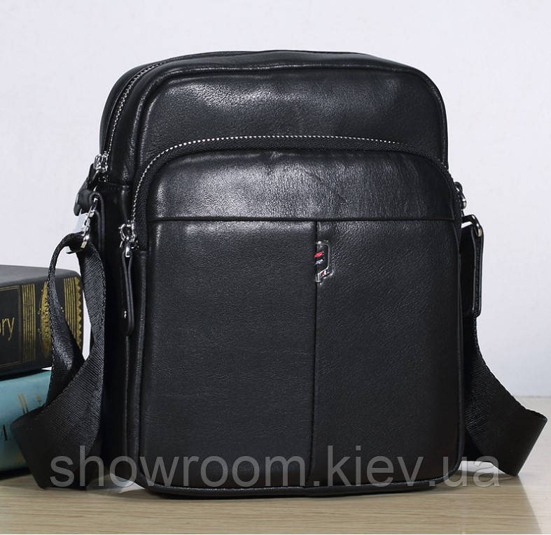 Шкіряна чоловіча сумка Leather Collection (5806) чорна Київ - фото 1