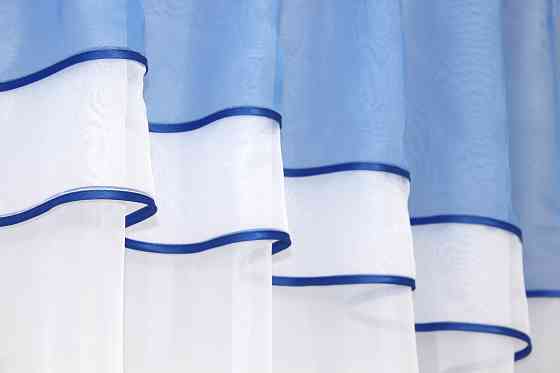 Кухонная гардина VR-Textil № 036к арка белый с голубым 280х170 см (52-0361) Киев