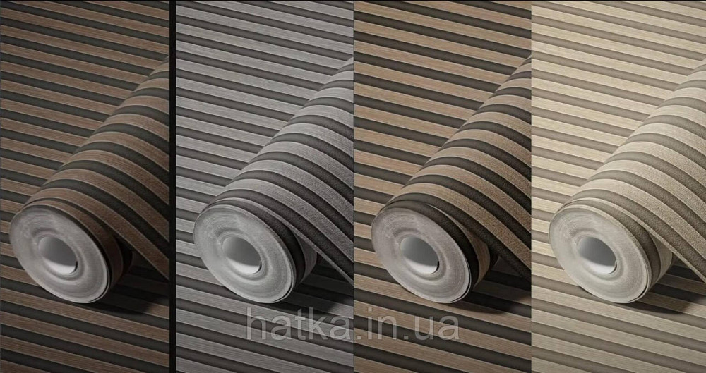 Шпалери вінілові на флізеліні AdaWall Omega1.06х10 смуги 3д під стінову панель чорні темно-коричневі 23211-4 Київ - фото 5