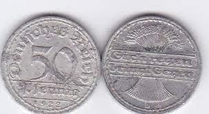 Монета 50 пфеннігів 1922 «D» Німеччина Веймарська республіка. Полтава - фото 1