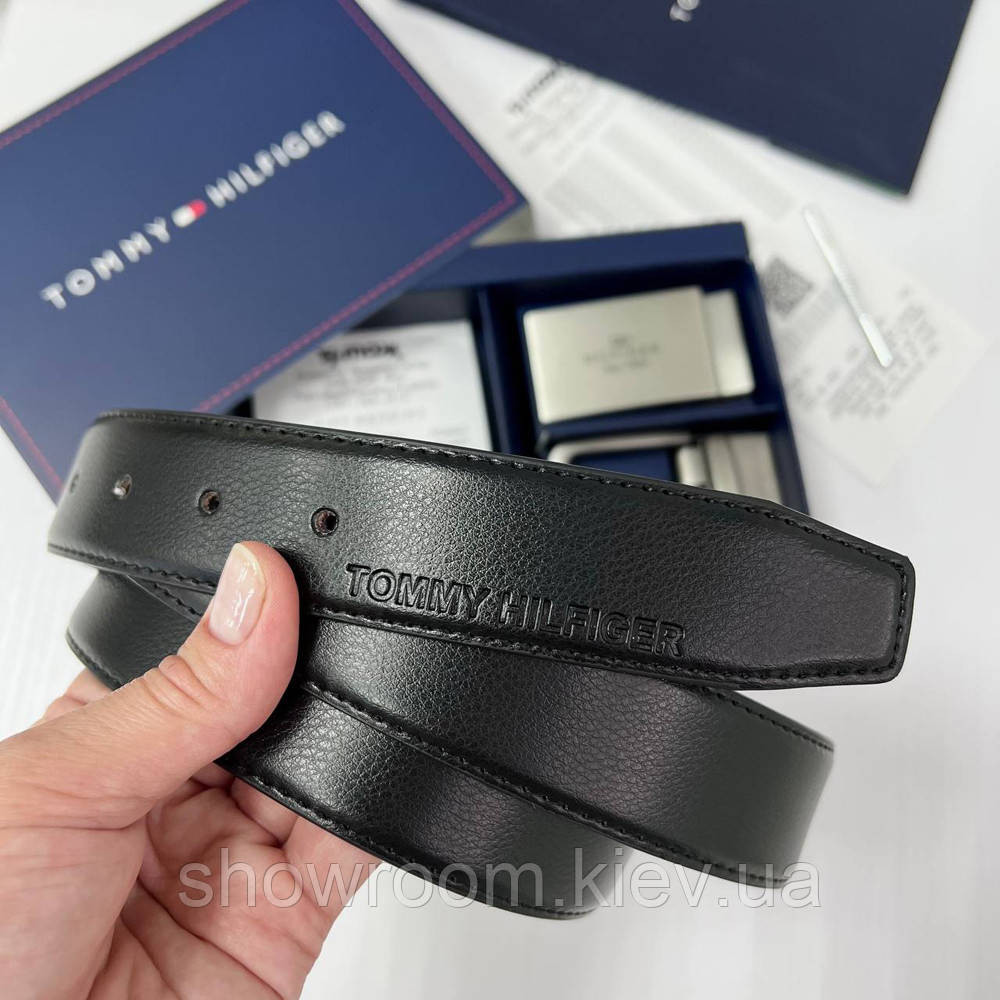 Чоловічий шкіряний ремінь із двома пряжками TH (068) Київ - фото 4