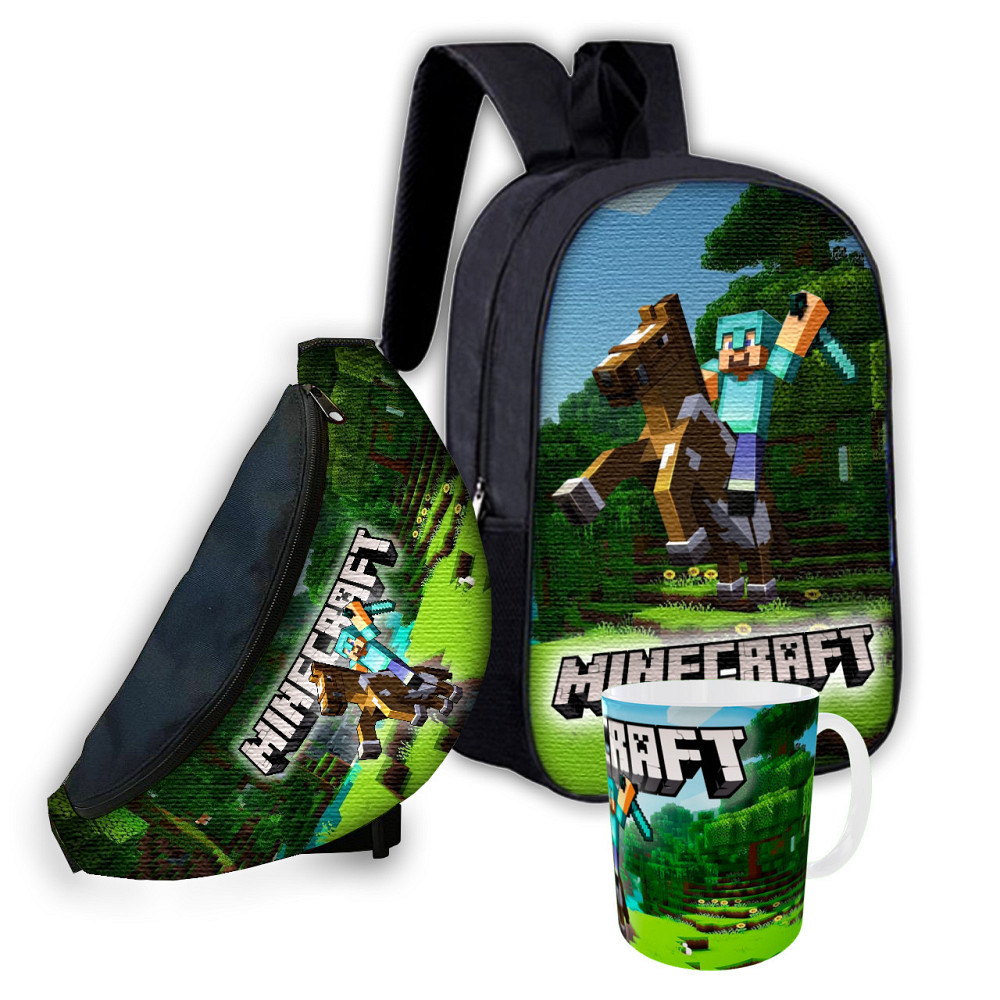 Набір дитячий майнкрафт "Minecraft" рюкзак, сумка-бананка, кружка (00269) Київ - фото 1