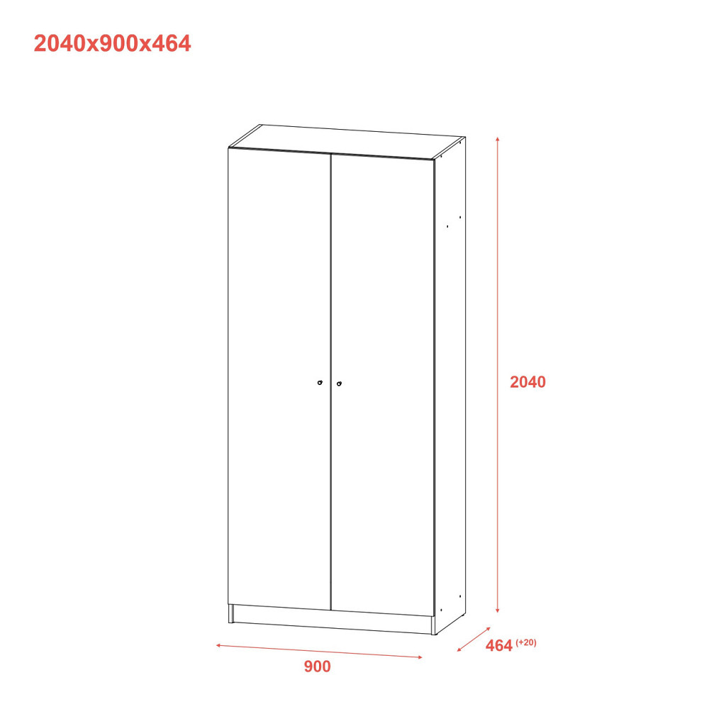 Шафа для одягу Doros Промо Антрацит 2 ДСП 90х48х204 (44900523) (DRS-012158) Львів - фото 6