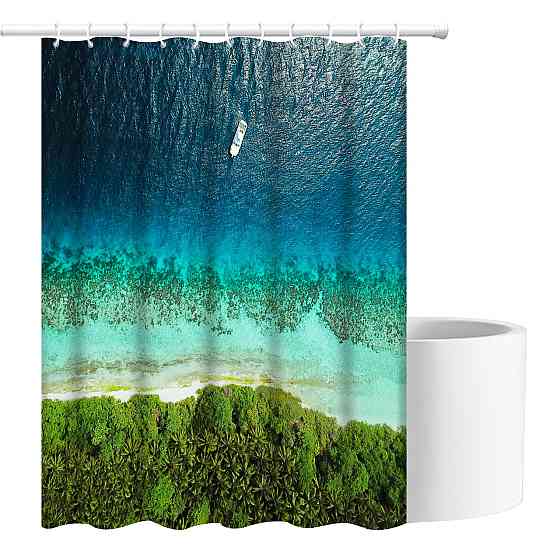 Шторка для ванны из полиэстера водонепроницаемая Bathlux 180x180 см с кольцами, занавеска для ванной комнаты Каменец-Подольский