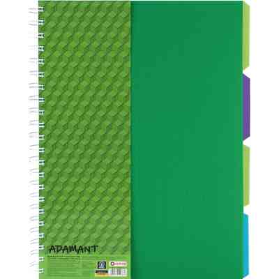 Блокнот Optima A4 Adamant пластикова обкладинка, з розділювачами та перфорацією, 120 аркушів, клітинка зелений (O20843-04) Вінниця