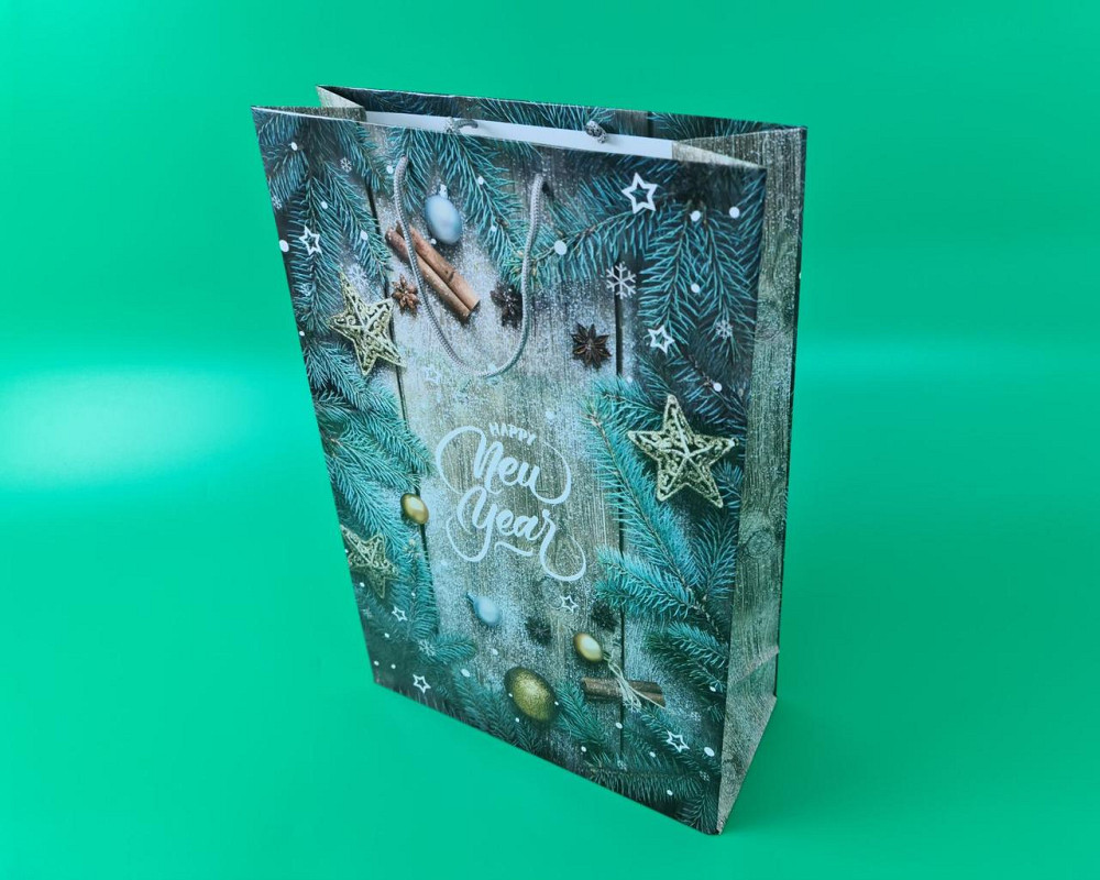 Новогодний ,картонные пакеты с ручками Гигант вертикальный 30х47х12-021 (12 шт) Харьков - изображение 1