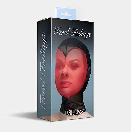 Маска серце сітка із повністю закритим обличчям Feral Feelings - Hearts Mask Black/Red Sex Aura Київ