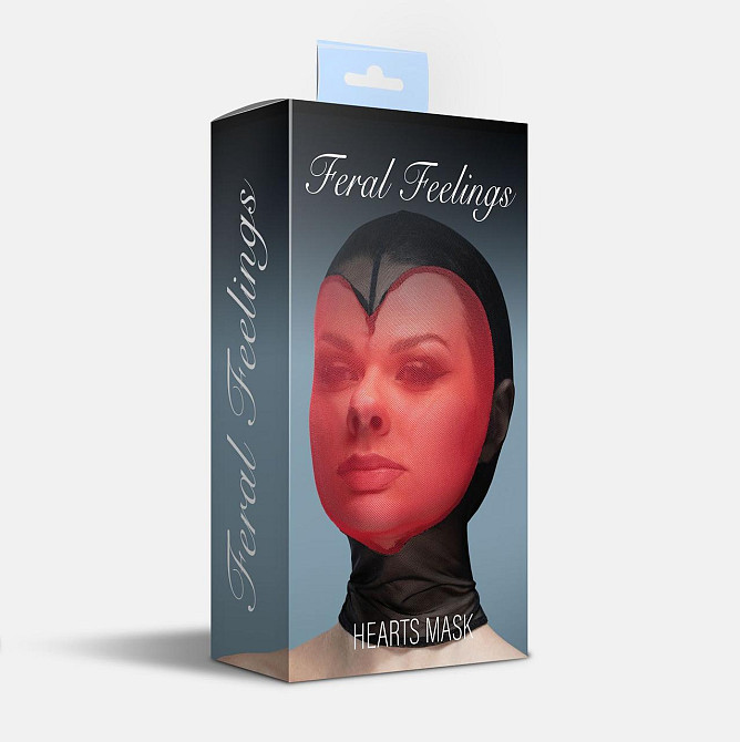 Маска серце сітка із повністю закритим обличчям Feral Feelings - Hearts Mask Black/Red Sex Aura Київ - фото 2