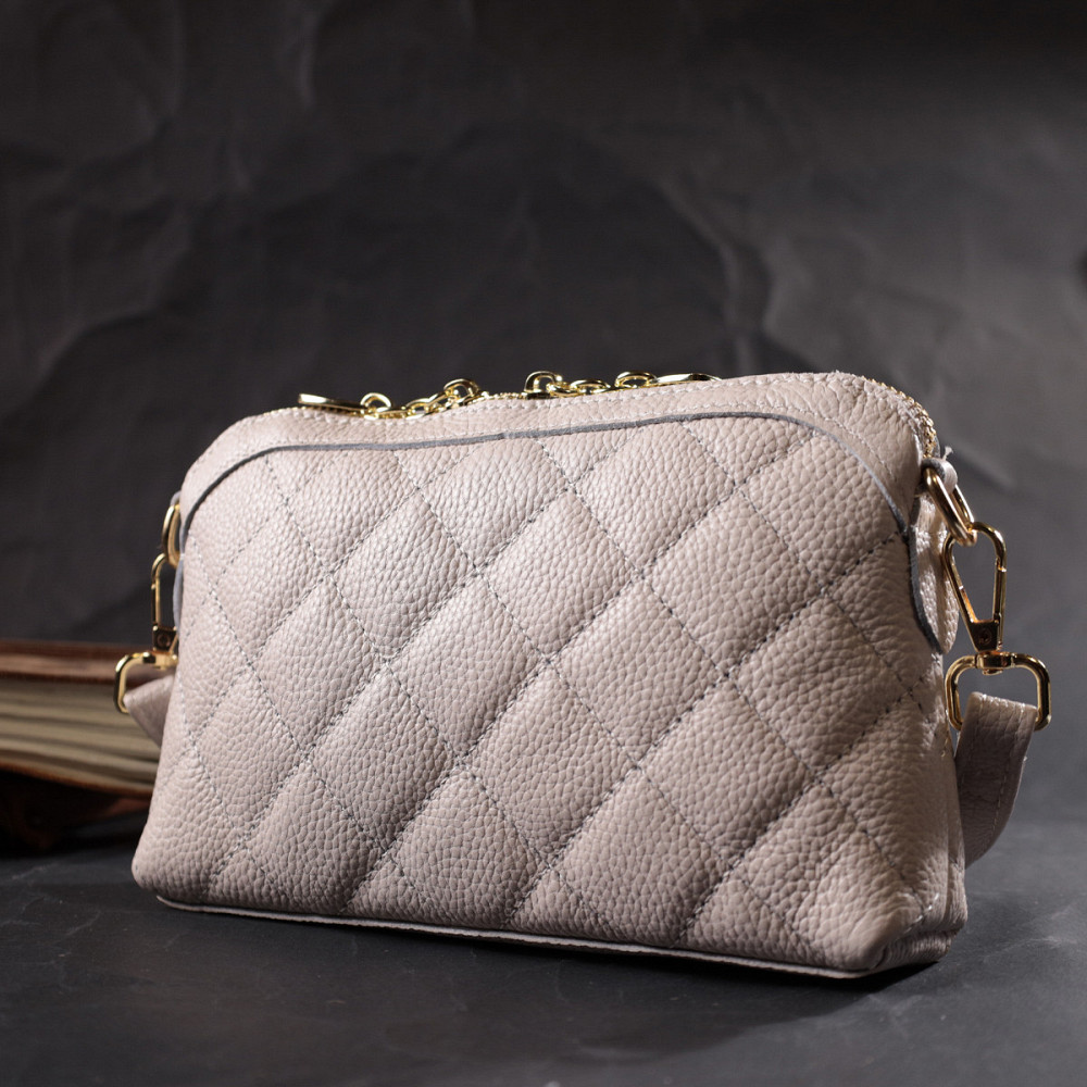 Стильная женская сумка через плечо из натуральной стеганной кожи Vintage 22316 Белая Киев - изображение 8