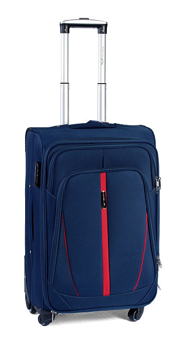 Чемодан тканевый WINGS 1706 малый 55 см 4 колеса темно-синий Киев - изображение 6