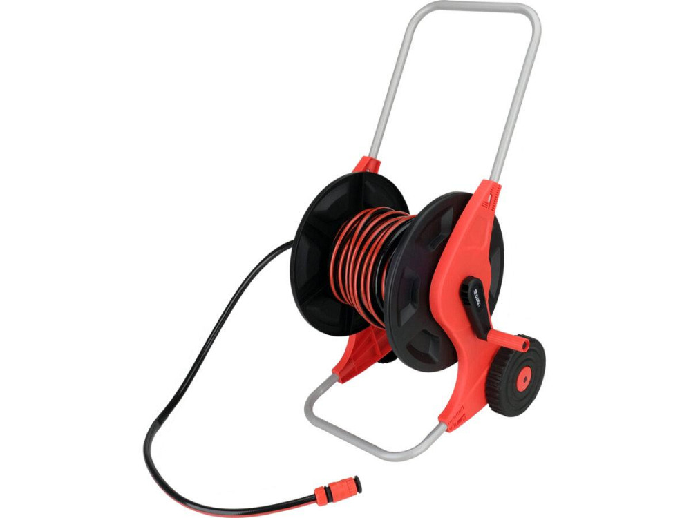 Шланг водяний Ø= 1/2" YATO l= 20 м на котушці і прямим зрошувачем на 2-колісному візку [4] Одеса - фото 1