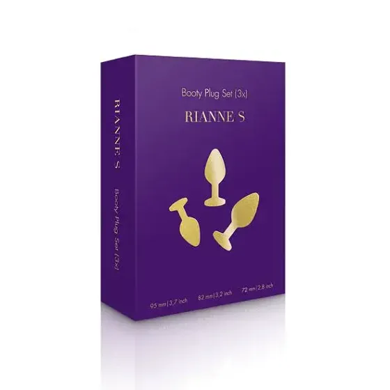 Набір силіконових анальних пробок із кристалом Rianne S: Booty Plug Set Black, діаметр 2,7см, 3,5см, Львів