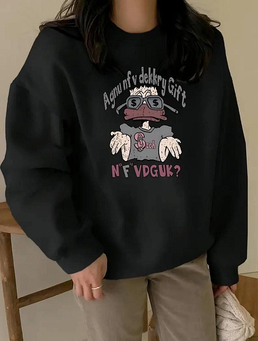 Жіночий утеплений оверсайз світшот із креативним принтом тринитка на флісі Одеса - фото 1