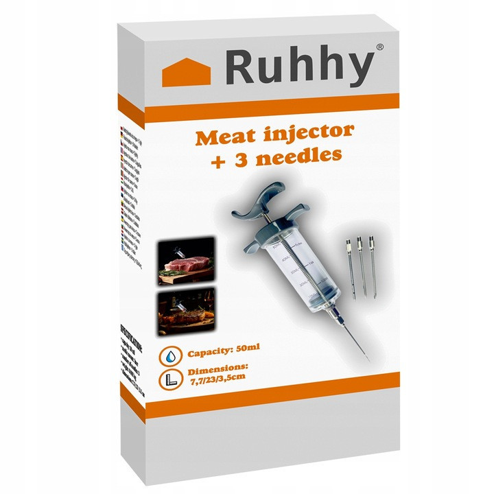 Кухонный шприц 50 мл для инъекции маринада в мясо с 3 иглами Ruhhy (23055) Нововолынск - изображение 6