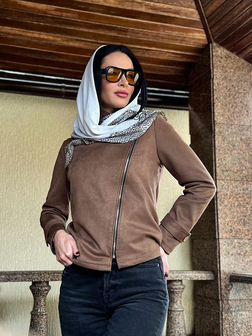 Замшева куртка-жакет "Nessa" оптом I Норма і батал Мокко, 46-48 Київ - фото 4