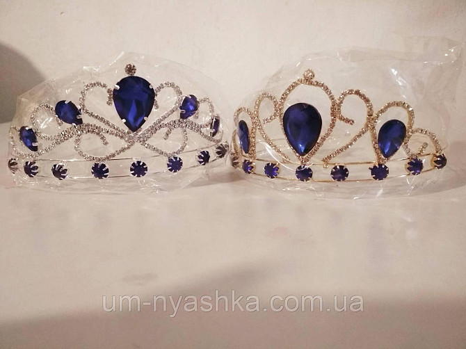 Діадема на обручі Корона золота з синіми каменями Кривий Ріг - фото 1