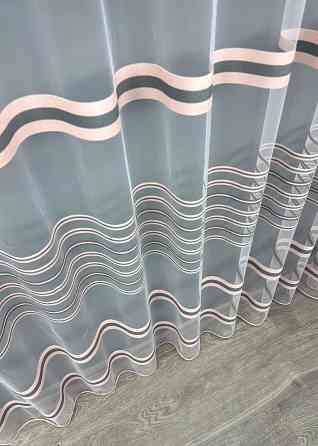 Тюль фатин полосы Цвет пудровый с графитовым 1771т Киев