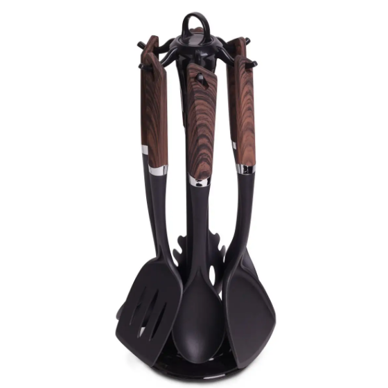 Набір кухонного приладдя 7 предметів:(6шт + підставка) нейлон під дерево 5030A KAMILLE Житомир