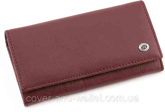 Бордовий жіночий шкіряний гаманець з монетницею на блискавці ST Leather Київ