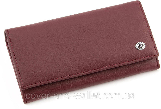 Бордовий жіночий шкіряний гаманець з монетницею на блискавці ST Leather Київ - фото 1