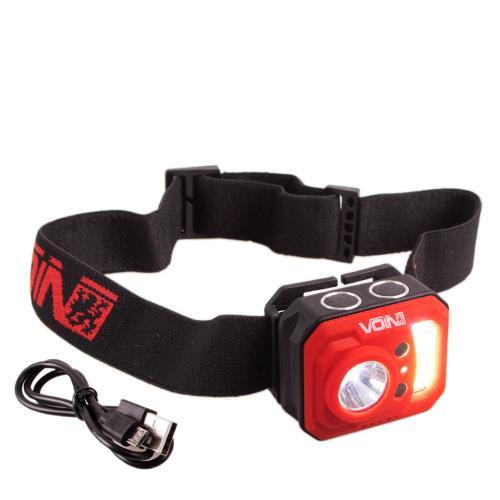 Налобный фонарь VOIN VL-167 с 3W COB (W/R) + 3W XPE, аккумулятор 800mAh, регулировка наклона и сенсор Харьков - изображение 5